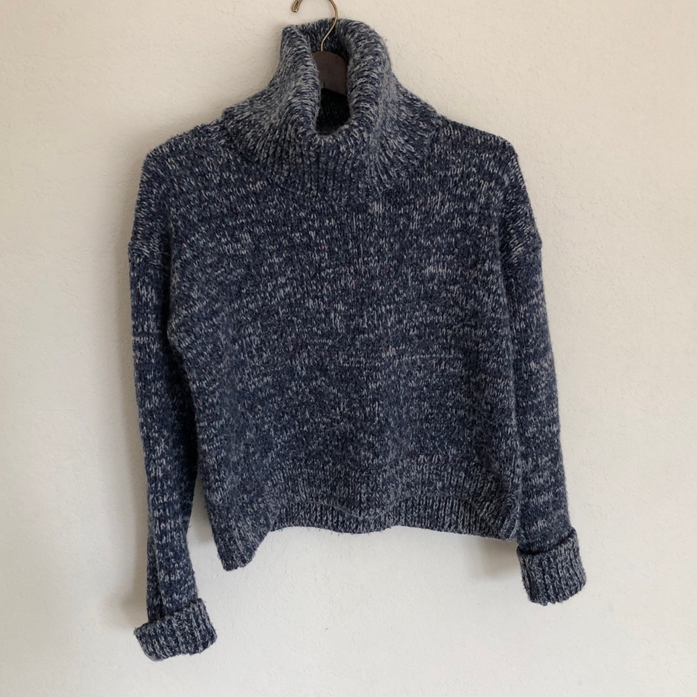 Loft Lou and Grey Womens thick sweater turtleneck blue Small knit sweatshirt
